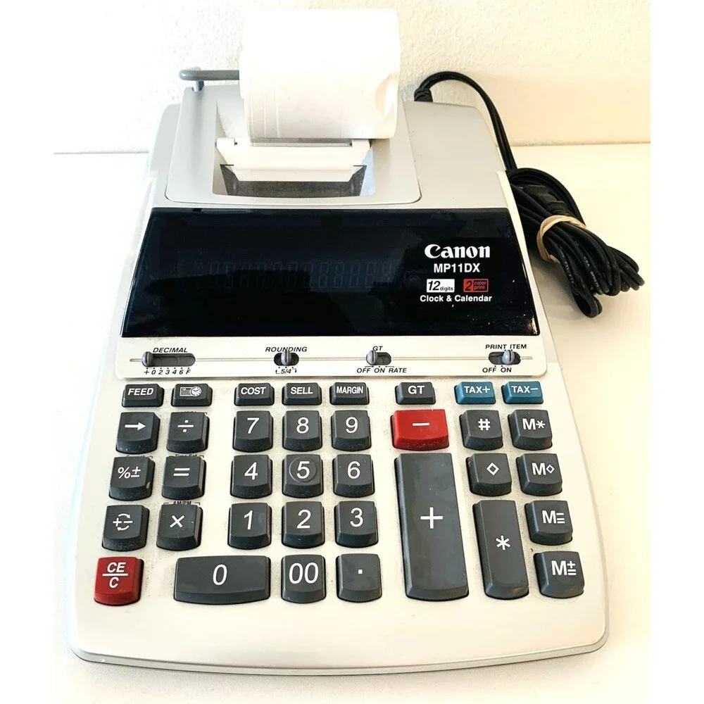 Canon MP11DX Printing Calculator Clock Adding Machine Two Color Working 1 Roll